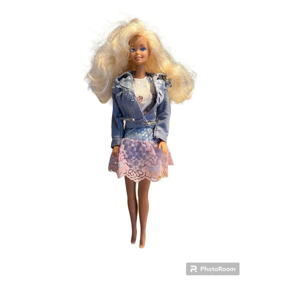 Barbie Doll Feeling Fun Jeans Look Shirt, Jacket, Skirt, Boot Toppers Denim Lace